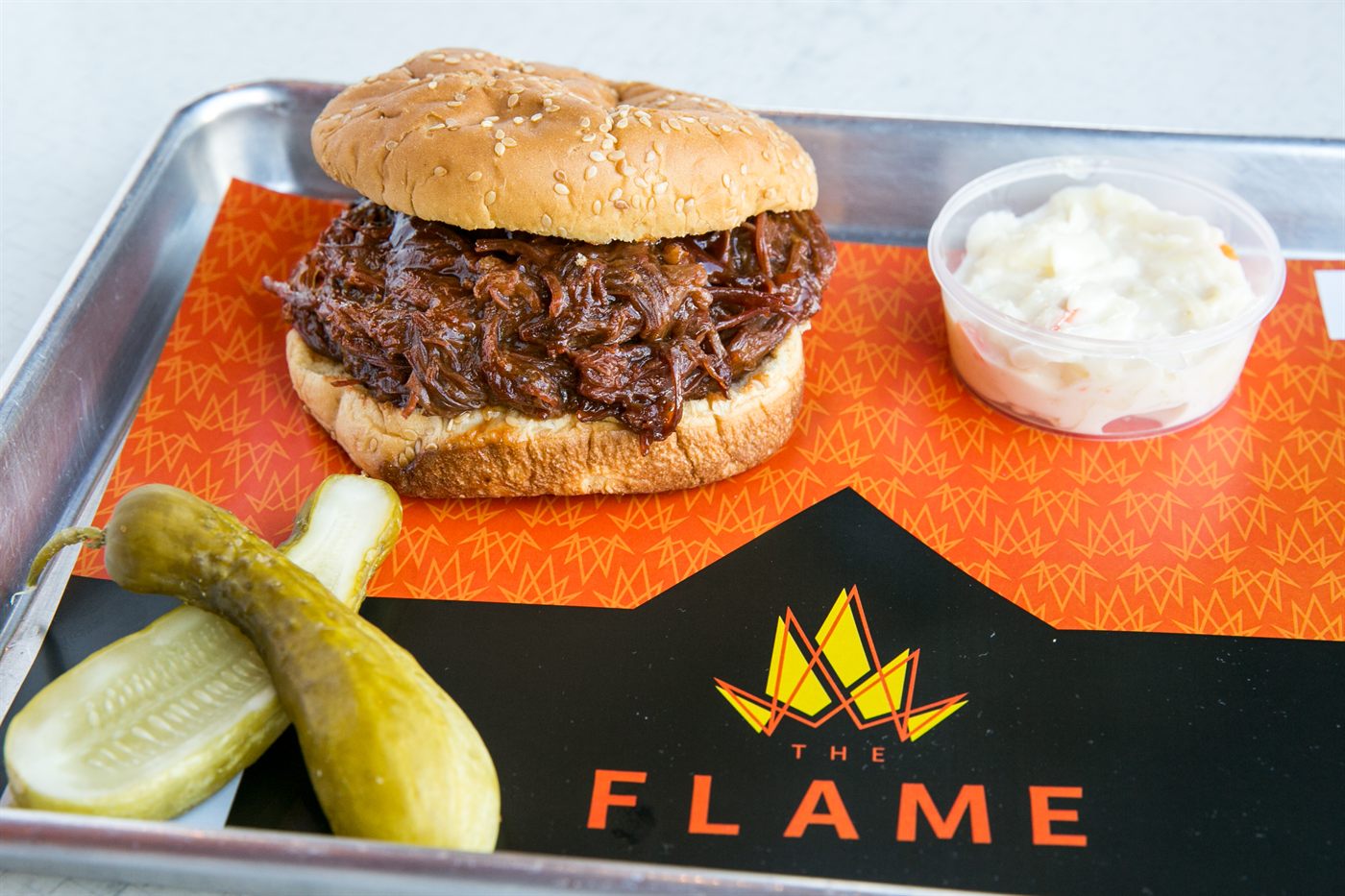 BBQ pulled brisket sandwich